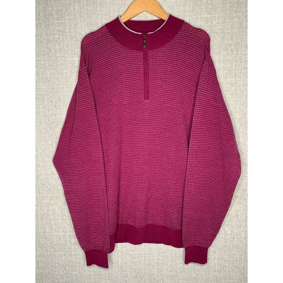 Peter Millar Sweater Mens‎ X Large Red Maroon Merino Wool Lightweight 1/4 Zip - Picture 1 of 5